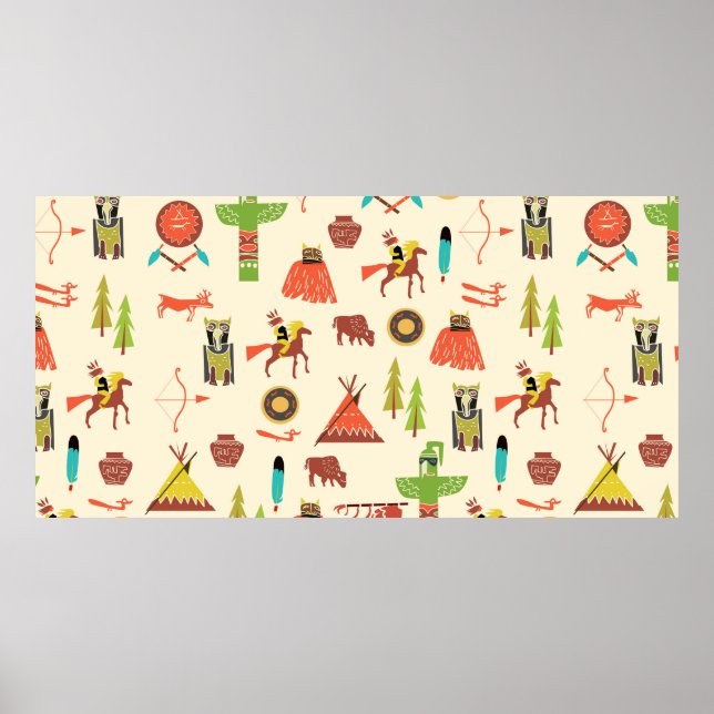 Poster background with American Indians (Devant)