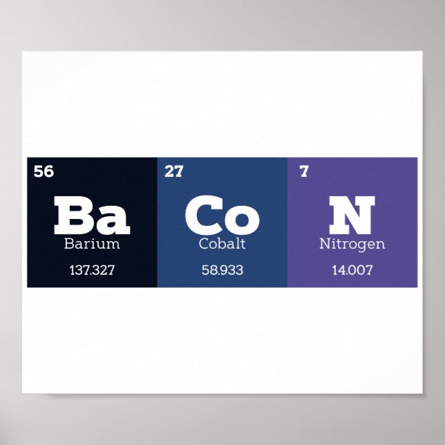 Poster Bacon Table périodique Chimie enseignant ou étudia (Devant)