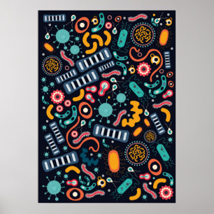 Poster Bactéries pour salle de classe ou chambre