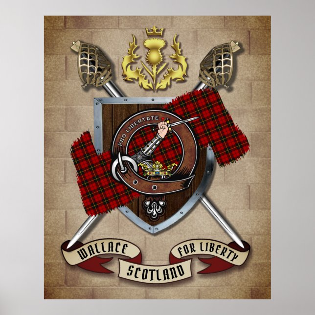 Poster Badge Clan Wallace W/Crossed Swords (Devant)
