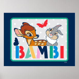 Poster Badge de point Bambi et Thumper Polka
