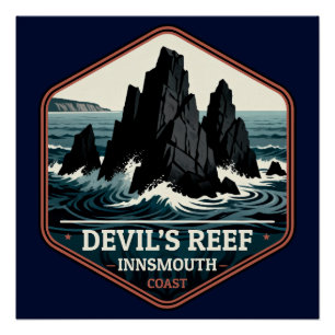 Poster Badge de voyage vintage Devil’s Reef Innsmouth Coa