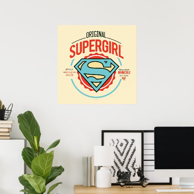 Poster Badge Vintage du logo original Supergirl (Bureau à domicile)