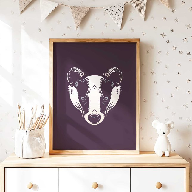 Poster Badger | Badger Forest Animal Wall Print  (Badger | Badger Forest Animal Wall Print by TinkPrints.)