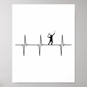 Poster Badminton Ecg Heartbeat Shuttle Pulse Fréquence 1