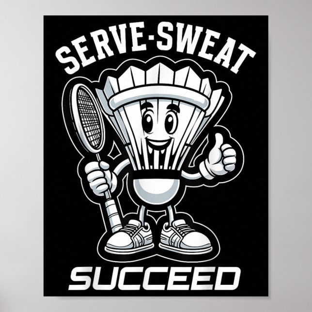 Poster Badminton Forever Cartoon Shuttle Et Racket Graphe (Devant)