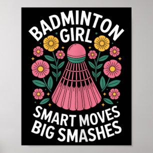 Poster Badminton Girl Shuttle Funny Badminton