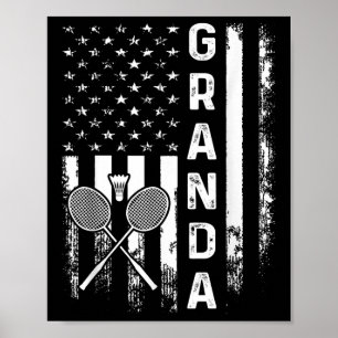 Poster Badminton Granda American Flag Vintage Christmas X