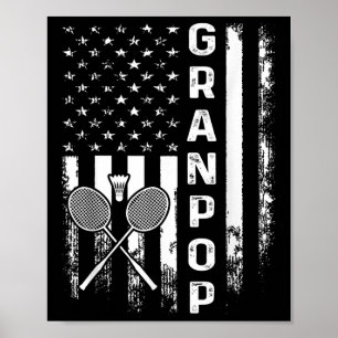 Poster Badminton Granpop American Flag Vintage Christmas