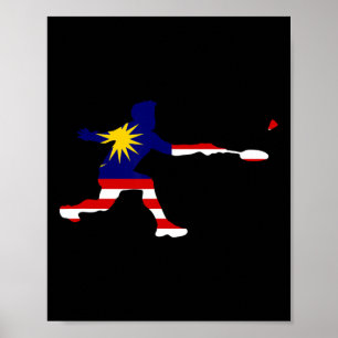 Poster Badminton Malaysian Drapeau Racquet Shuttle Men Pl