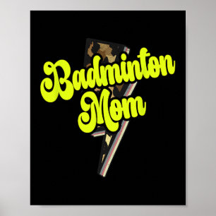 Poster Badminton Maman Leopard Bolt Thunder Sports Vintag