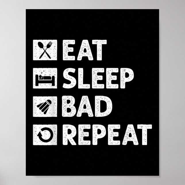 Poster Badminton Mange Sleep Répéter Funny Shuttle Meme (Devant)