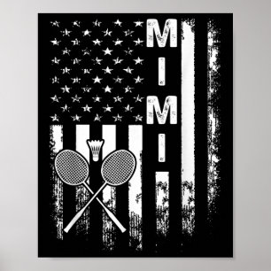 Poster Badminton Mimi Drapeau Américain Noël Vintage Xma