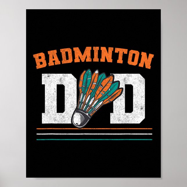Poster Badminton Papa Navette Père Hommes Badminton (Devant)