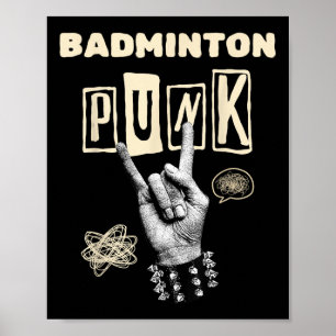 Poster Badminton Punk Rock N Roll Racket Shutette Sport
