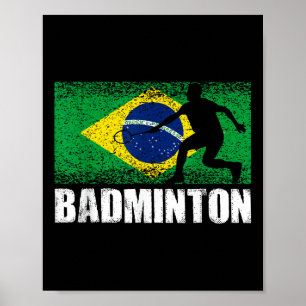 Poster Badminton Sport, Drapeau Rétro Brésil, Brésilien