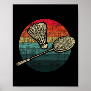 Poster Badminton Sunset Retro - Athlètes Birdie Shuttle