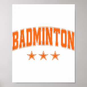 Poster Badminton Toutes les étoiles orange Clic Retro Var