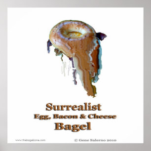 Poster Bagel surréaliste d'oeufs, de lard et de fromage