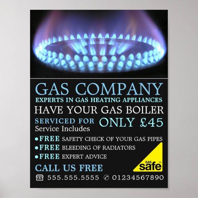 Poster Bague à gaz bleu, ingénieur en gaz et publicité de (Devant)