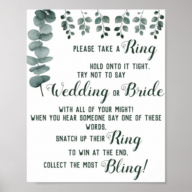 Poster Bague sur Fête des mariées Eucalyptus (Devant)