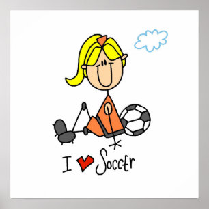 Poster Baguette blonde Figure I Love Soccer Cadeaux