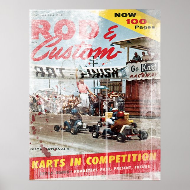 Poster Baguette & Custom, Karts en Compétition Imprimer (Devant)
