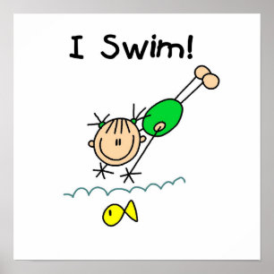 Poster Baguette Figure Fille I Swim