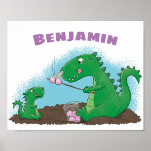 Poster Baguettes mignonnes grillant des marshmallows dess