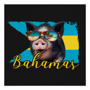 Poster Bahamas Pignoires - Exuma Pig Beach Adventure
