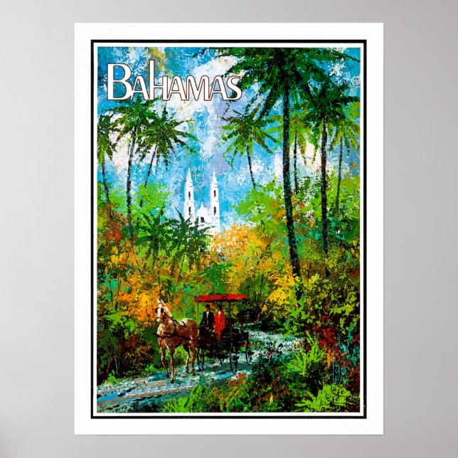 Poster Bahamas, voyager à travers la jungle, vintage, voy (Devant)