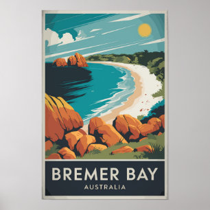 Poster Baie de Bremer Australie Illustration Voyage Art R