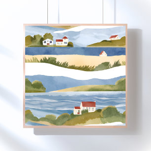 Poster Baie de Cape Cod   Aquarelle du littoral océanique