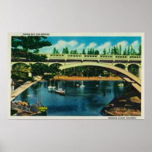 Poster Baie de Depoe et pont, baie d'OregonDepoe, OU