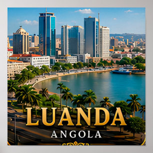 Poster Baie de Luanda et skyline moderne angolais
