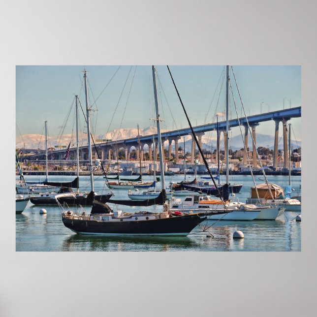 Poster Baie et pont de San Diego (Devant)