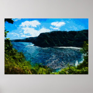 Poster Baie sur la route vers Hana Maui Hawaii Abstrait