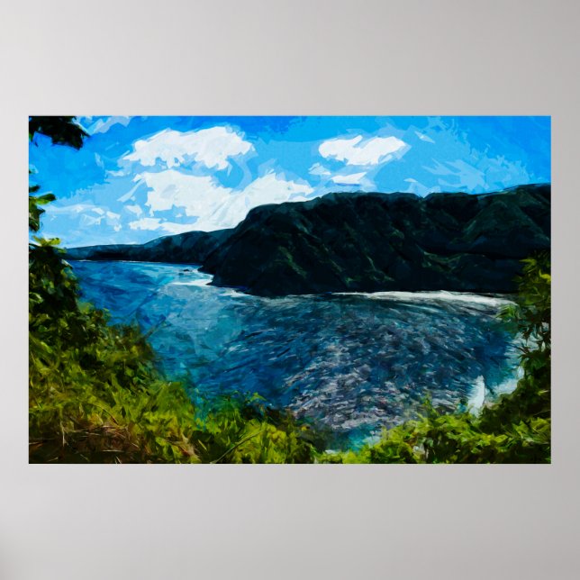 Poster Baie sur la route vers Hana Maui Hawaii Abstrait (Devant)