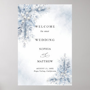 Poster Baies blanches gelées Bienvenue Mariage d'hiver 