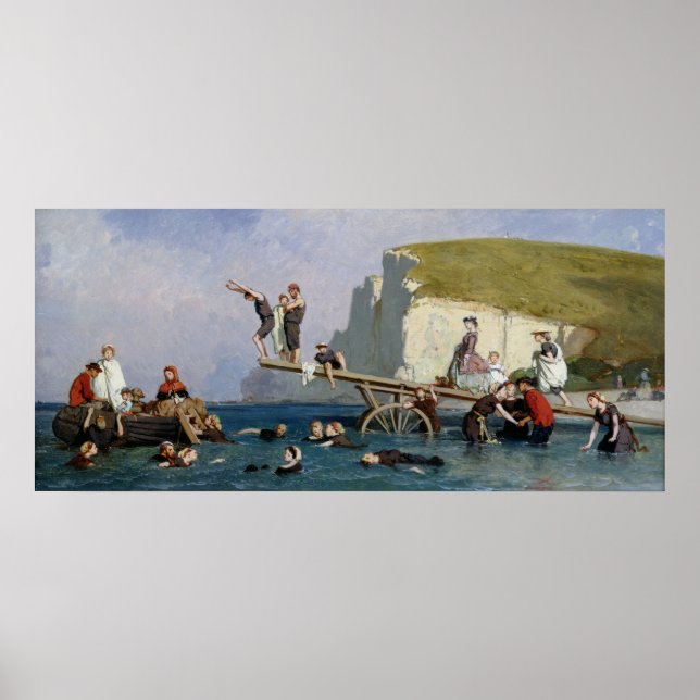 Poster Baignade à Etretat (Devant)