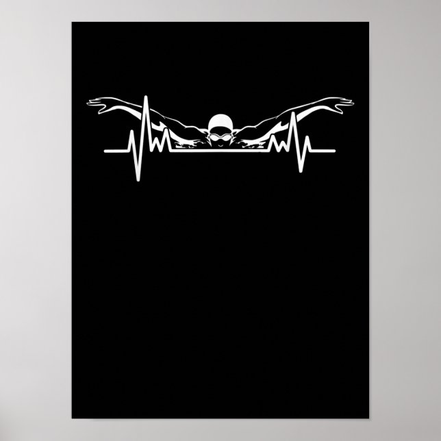 Poster Baignade Heartbeat Équipe Baignade Femmes Filles (Devant)