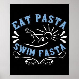 Poster Baignade - Manger Pasta nager Fasta