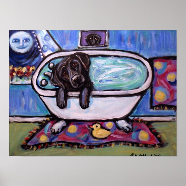Poster Baignoire Black Labrador (Devant)