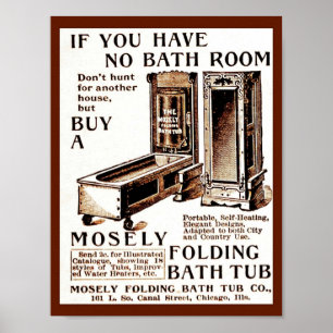 Poster Baignoire pliante vintage (auto chauffée !)