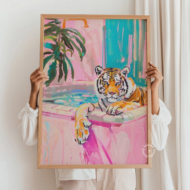 Poster Baignoire Tiger Bain Imprimer (Tiger Bathtub Bathroom Print)