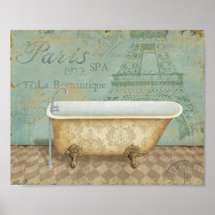 Poster Baignoire vintage Brown