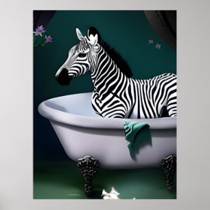 Poster Baignoire Zèbre