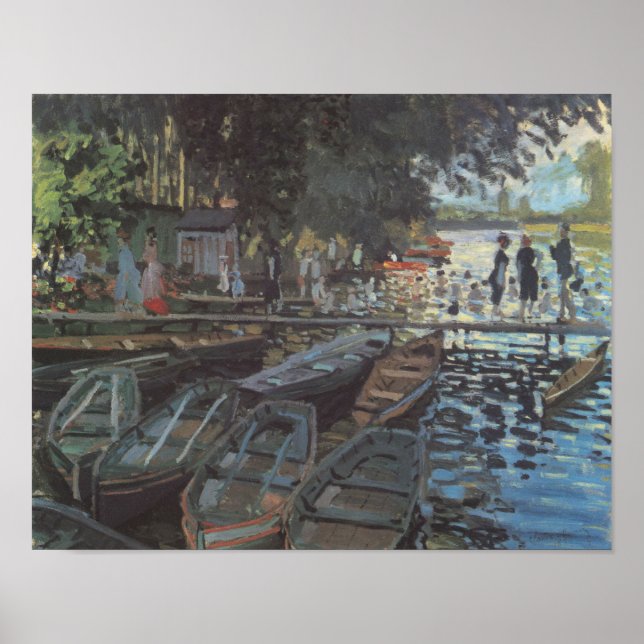 Poster Baignoires à La Grenouillère par Claude Monet (Devant)
