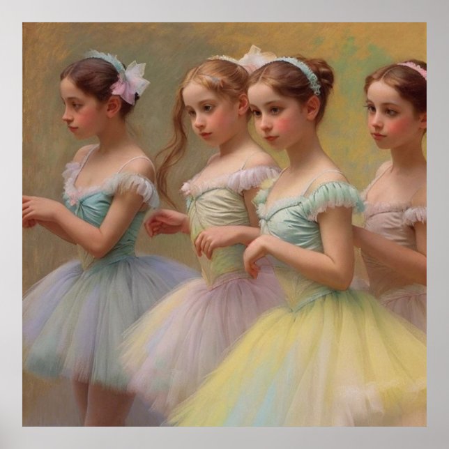Poster Bailarinas en el estilo de Degas en tonos suaves (Devant)