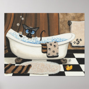 Poster Bain de bulle siamois
